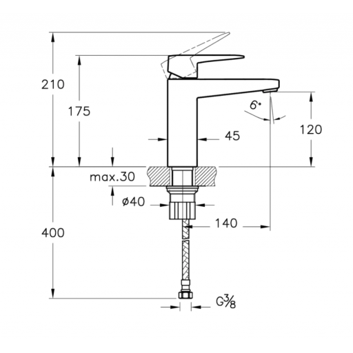 Смеситель для раковины VITRA Root Square A42731EXP однорычажный хром